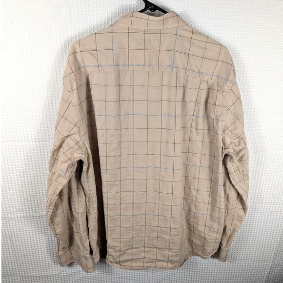 6A by AXIS XL Beige Grid Check Long Sleeve Button Shirt 100% Cotton Hong Kong - Picture 3 of 3